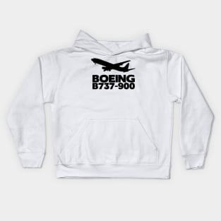 Boeing B737-900 Silhouette Print (Black) Kids Hoodie